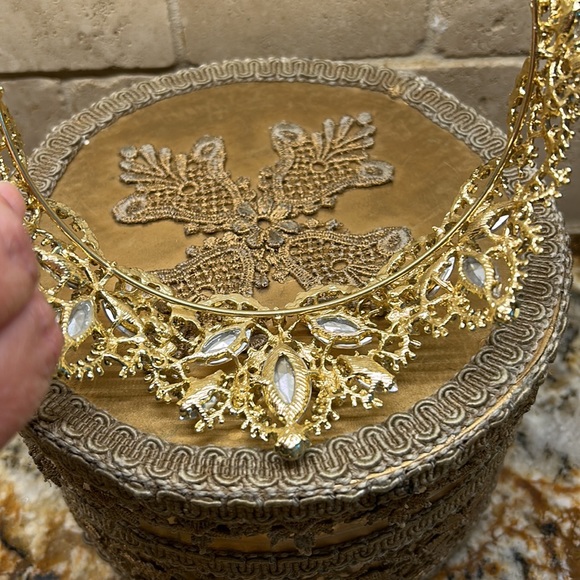 Bridal crown/ tiara, gold and clear stones main image 5
